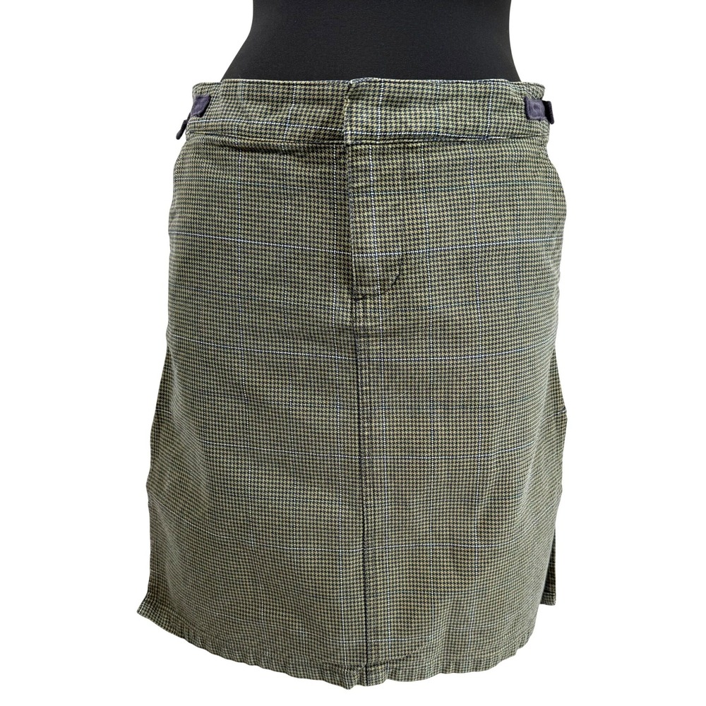 Volcom Gals Green Houndstooth Plaid‎ Mini Skirt Size 11 Cotton Skater Y2K Grunge